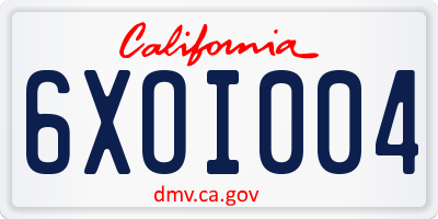 CA license plate 6XOI004