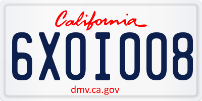 CA license plate 6XOI008