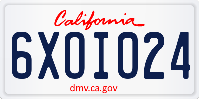 CA license plate 6XOI024