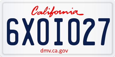 CA license plate 6XOI027