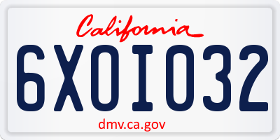 CA license plate 6XOI032