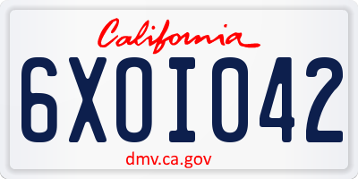 CA license plate 6XOI042