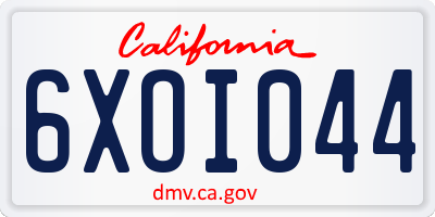 CA license plate 6XOI044
