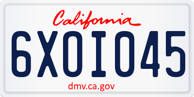 CA license plate 6XOI045
