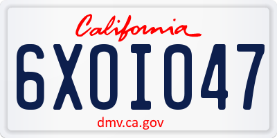 CA license plate 6XOI047