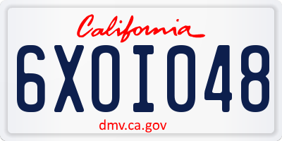 CA license plate 6XOI048