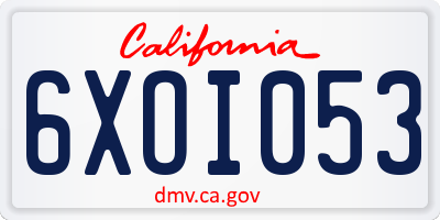 CA license plate 6XOI053