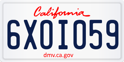 CA license plate 6XOI059