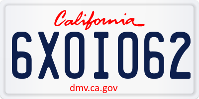CA license plate 6XOI062