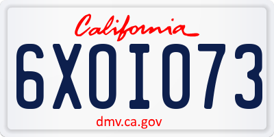 CA license plate 6XOI073
