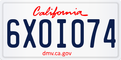 CA license plate 6XOI074