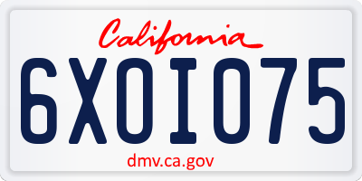CA license plate 6XOI075