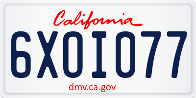 CA license plate 6XOI077