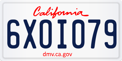 CA license plate 6XOI079