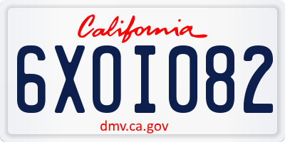 CA license plate 6XOI082