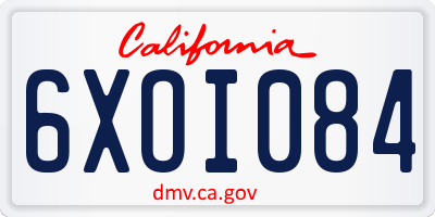 CA license plate 6XOI084
