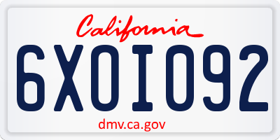 CA license plate 6XOI092