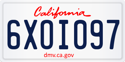 CA license plate 6XOI097