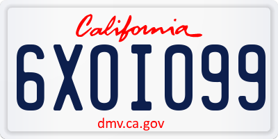 CA license plate 6XOI099