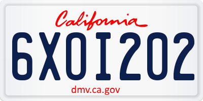 CA license plate 6XOI202
