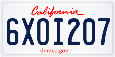 CA license plate 6XOI207