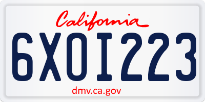 CA license plate 6XOI223