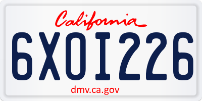 CA license plate 6XOI226