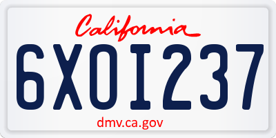 CA license plate 6XOI237
