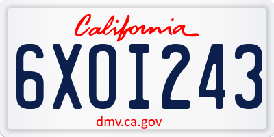 CA license plate 6XOI243