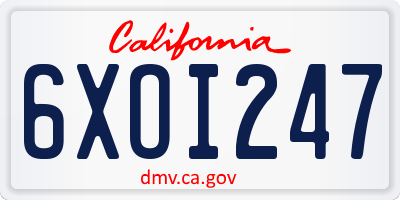 CA license plate 6XOI247