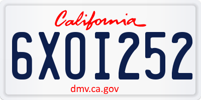 CA license plate 6XOI252