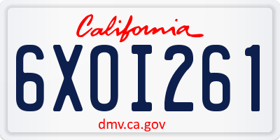 CA license plate 6XOI261