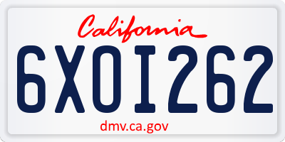 CA license plate 6XOI262