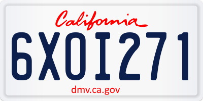 CA license plate 6XOI271