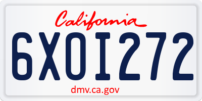 CA license plate 6XOI272