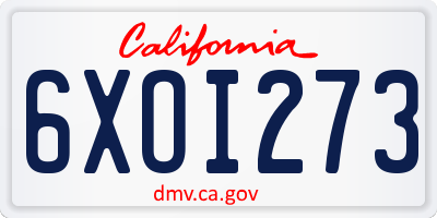 CA license plate 6XOI273