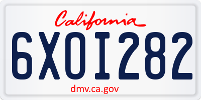 CA license plate 6XOI282