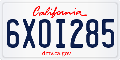 CA license plate 6XOI285