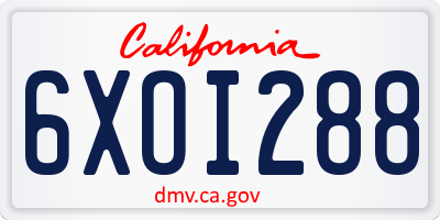 CA license plate 6XOI288