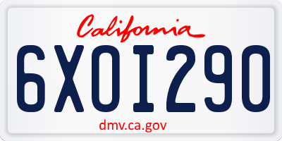 CA license plate 6XOI290
