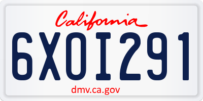 CA license plate 6XOI291
