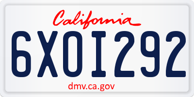 CA license plate 6XOI292