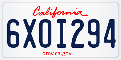 CA license plate 6XOI294