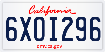 CA license plate 6XOI296