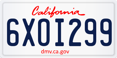 CA license plate 6XOI299