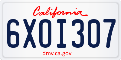 CA license plate 6XOI307