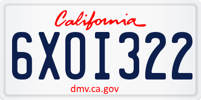 CA license plate 6XOI322