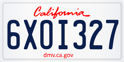 CA license plate 6XOI327