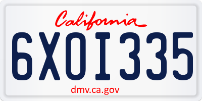 CA license plate 6XOI335