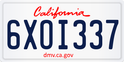 CA license plate 6XOI337